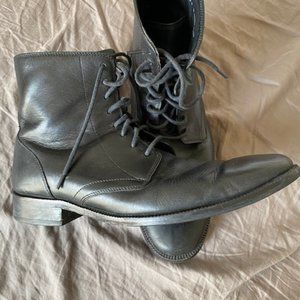 Cole Haan Black Leather Lace Up Boots